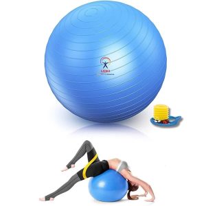 udki yoga ball for exercise round shape 65cm diameter | inflatable anti burst rubber gym ball with pump for balance training stretches pregnancy fitness workout ball for women & men