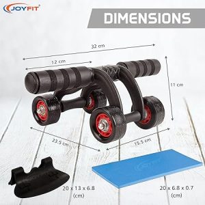 joyfit ab roller wheel for ab workout with knee pad and floor wedge for core strength training, & abdominal trainer exercise, perfect abs roller for home & gym equipment for men and women